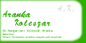 aranka koleszar business card